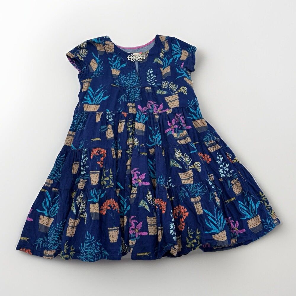 Pink Chicken Dress Girls Size 8 Mini Potted Plants  Cotton